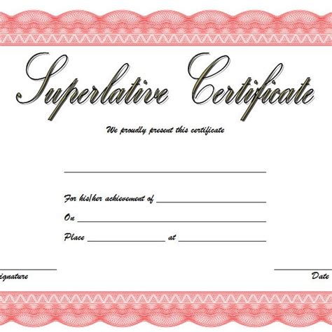 Superlative Certificate Templates Free 10 Respected Awards