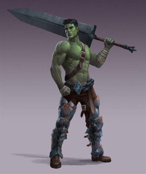 Oc Half Orc Barbarian Commission Rdnd
