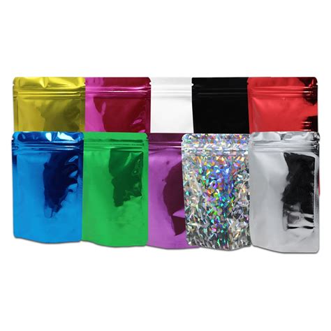 100pcs 9 Colors Stand Up Aluminum Foil Zip Lock Package Bag Self