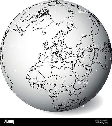 Blank Political Map Of Europe 3d Earth Globe With Black Outline Map