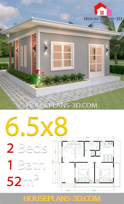 What matters first and foremost in designing a house or whatever structure is the floor plan. House Design Plans 6.5x8 with 2 Bedrooms Shed Roof ...