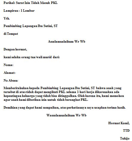 Contoh surat balasan pkl dari sekolah. Contoh Surat Izin Tidak Masuk PKL Dari Orang Tua - Fahmifebi