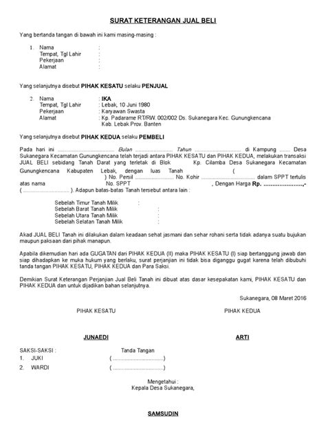 Surat Keterangan Harga Tanah Dari Desa - Kumpulan Surat Penting