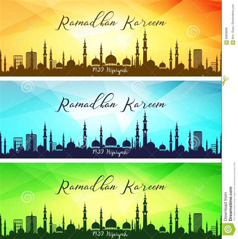 Set Of Ramadan Kareem Banners Stock Vector Illustration Of Faith
