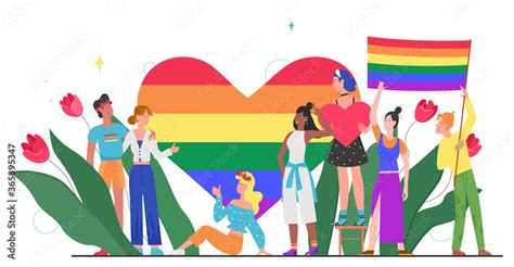 Stockvektorbilden Lgbt Pride Month Concept Vector Illustration Cartoon Young Group Of Lover