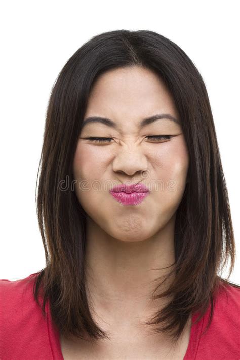 Asian Woman Holding Her Breath Stock Image Image Of Funny Face 30705815