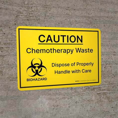 Caution Chemotherapy Waste Biohazard Landscape Wall Sign