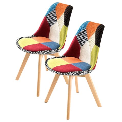 2x Padded Seat Dining Chair Fabric Multi La Bella