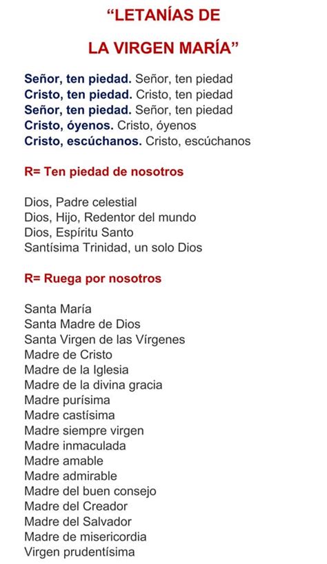 Letanías De La Virgen María Mater Fatima Español