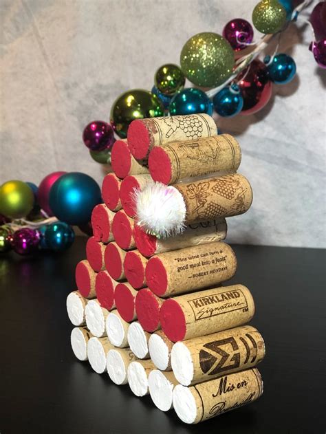 wine cork santa hat etsy wine cork crafts christmas cork crafts christmas wine cork ornaments