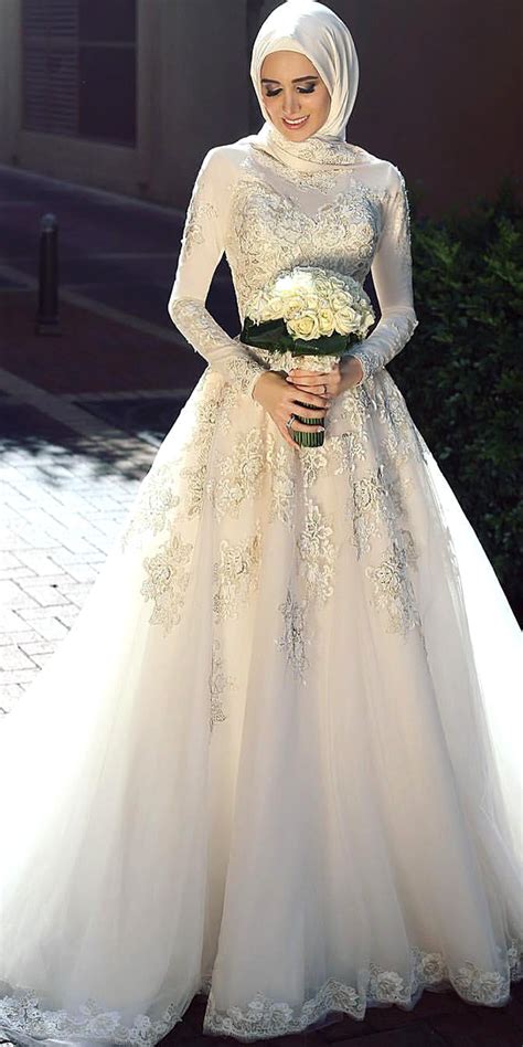 During the ceremony particularly in the masjidmosque women may be asked to men wedding dress in different style and size. Muslim Wedding Dress with High Neck | Sexy Women's Bridal ...