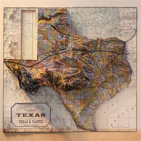 Texas Geography Etsy Texas Geography Relief Map