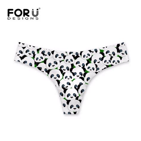 Forudesigns Funny Puzzle Panda Print Women Sexy G Strings Panties Soft Girl Traceless Underwear