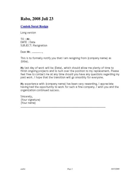 Contoh Resignation Letter 24 Hours Sample Nurse Resignation Letter
