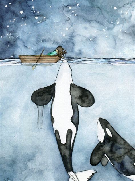 Xlarge Watercolor Orca Painting Sizes 16x20 And Up Poseidons Touch
