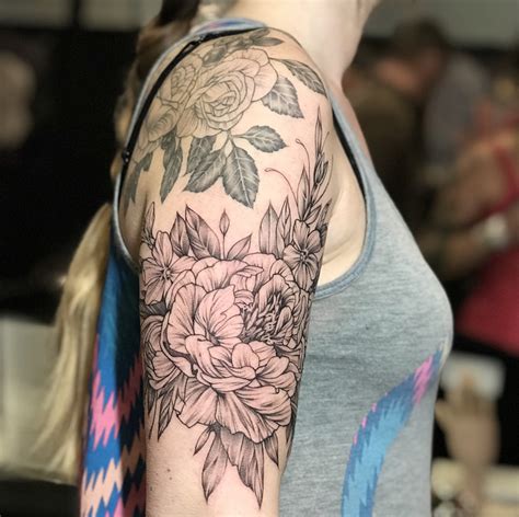 Floral Shoulder Cap Addition Instagram Michaelbalesart By Michael Bales Tattoonow