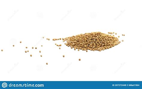 Dry Yellow Mustard Seeds Isolated On White Background Stock Photo