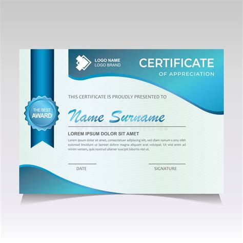 Elegant Blue Certificate Template Design Stock Vector Illustration Of