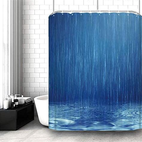 Blue Shower Curtain Waterproof Fabric Curtains Bathroom Washable Polyester 3d 690002595507 Ebay