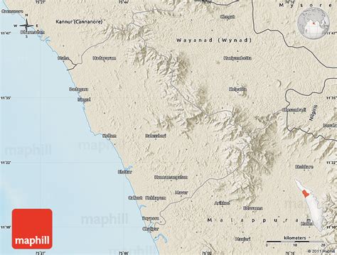 Shaded Relief Map Of Kozhikode