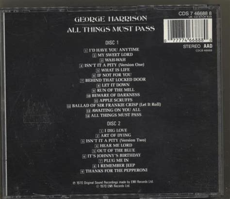 George Harrison All Things Must Pass Uk 2 Cd Album Set Double Cd 665595