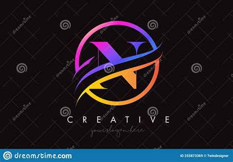 Creative Letter N Logo With Purple Orange Colors And Circle Swoosh Cut