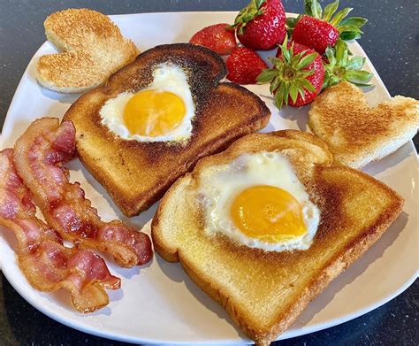 Homemade Eggs And Bacon In Toast Food