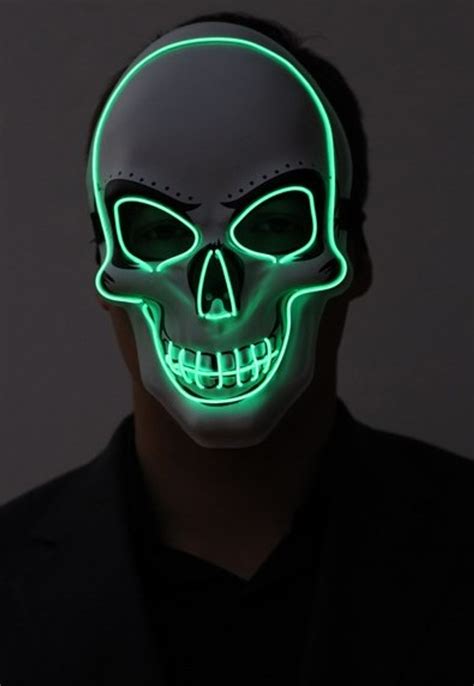 Green Skull Neon Light Up Purge Mask The Costume Shoppe