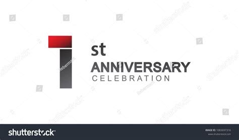 1st Anniversary Logo Red Black Design Stock Vector Royalty Free