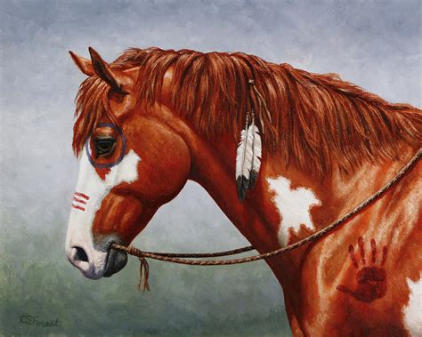 Native American War Horse Painting By Crista Forest