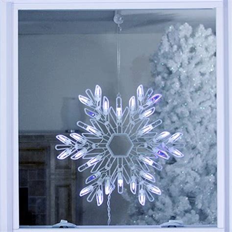 Northlight Hanging Snowflake Window Cling With White Led Lights At
