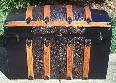Camel back steamer trunk antique embossed tin panel with leather interior by chuck zeller. 544 Restored Dome Top Antique Trunk Victorian Era For Sale ...