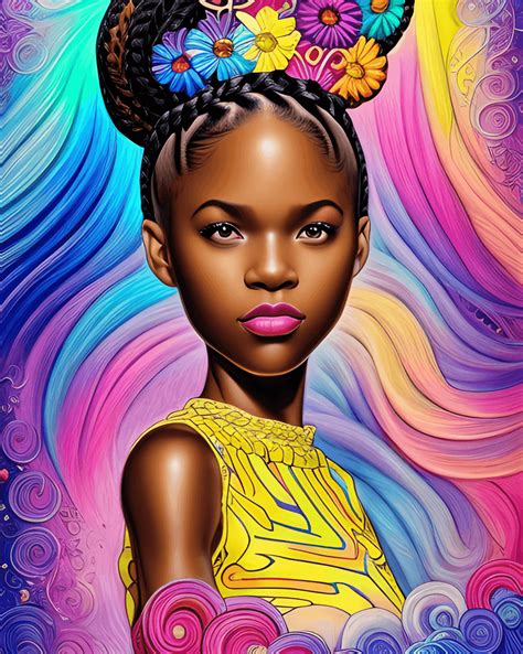 african american tween goddess in braids · creative fabrica