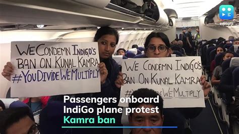 Passengers Onboard Indigo Plane Protest Kamra Ban Youtube