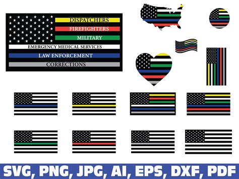 American Flag First Responders Thin Line SVG First Responder - Etsy UK