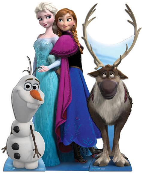 Child Size Disney Frozen Anna And Elsa With Sitting Olaf Cardboard