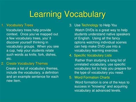 Ppt Learning Vocabulary Powerpoint Presentation Free Download Id