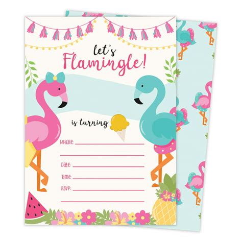 Flamingo 2 Happy Birthday Invitations Invite Cards 25 Count With
