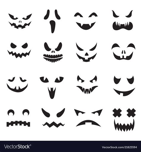 Pumpkin Faces Halloween Jack O Lantern Face Vector Image