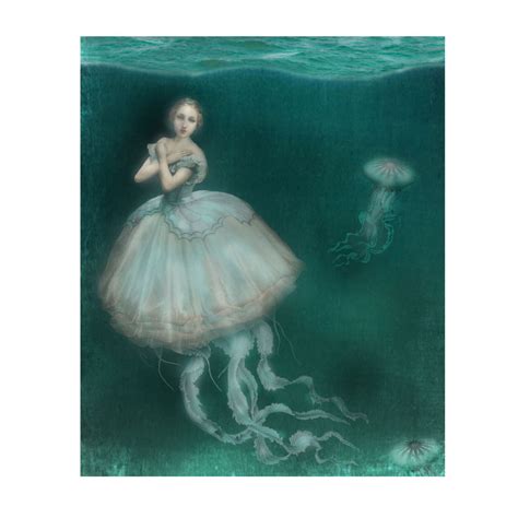 Jellyfish Gown Nautical Blue Print Digital Art Surreal Home Etsy