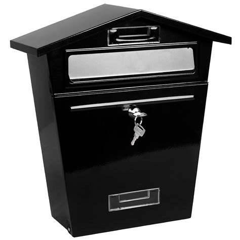 Wall Mounted Post Box Steel Black Home Accesories