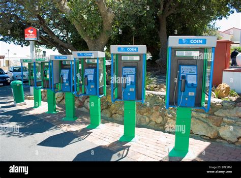 A Row Of Telephone Boxes In Gordons Bay Near Cape Town South Africa