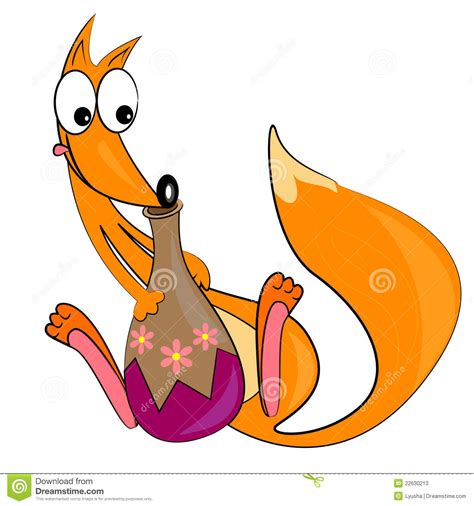Cartoon Fox Eating Animal Cute Image Stock Vector