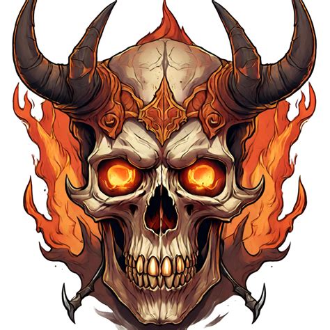 Ai Generated Devil Horned Skull Head 36115924 Png