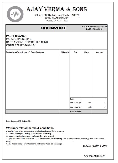Gst Invoice Format In Excel Word Pdf And Jpeg Format No Vrogue