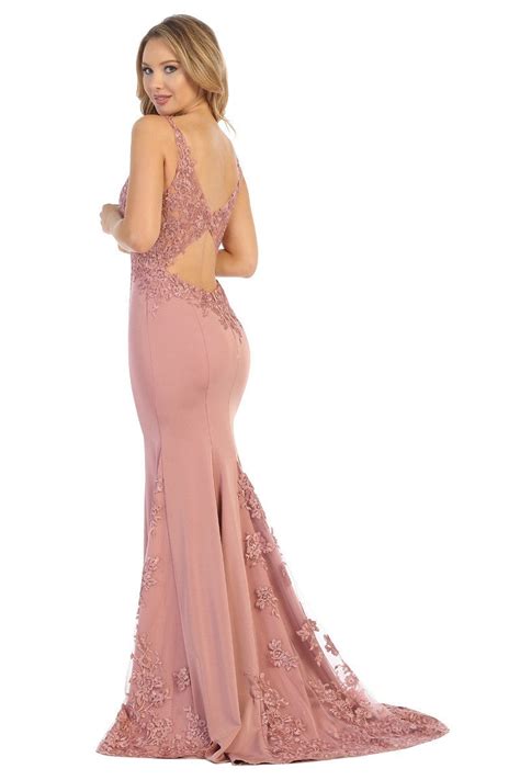 Lf 7597 Fit And Flare Prom Gown With Floral Embroidered Sheer Bodice And Diggz Formals