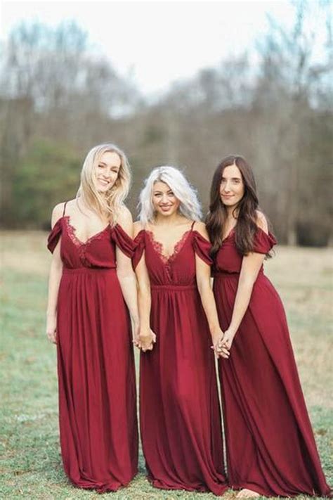 Burgundy Boho Lace Bridesmaid Dress Hi Miss Puff