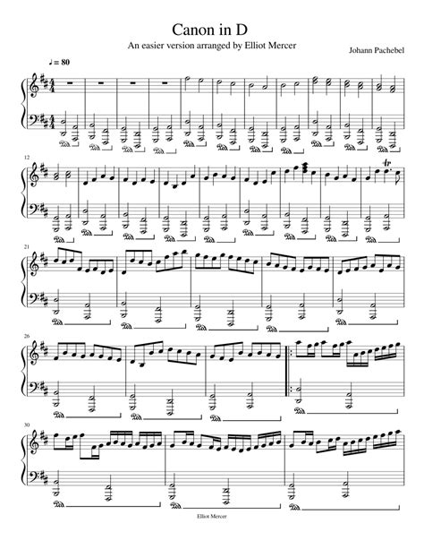 Canon In D Major Easy Sheet Music For Piano Download Free In Pdf Or