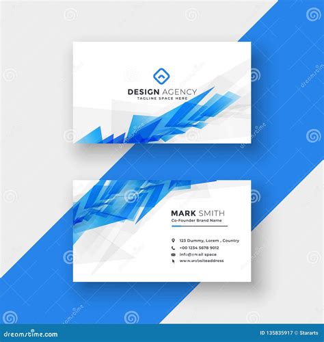 Blue Abstract Shape Business Card Design Template Stock Vector