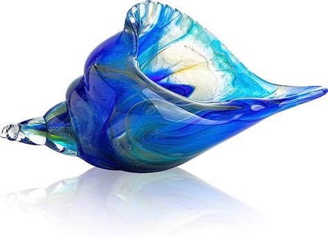 Qf Crystal Conch Handmade Glass Sea Shell Hand Blown Artwork Murano Style Figurine
